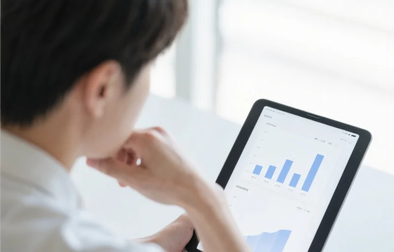 一个人平静地分析数据图表